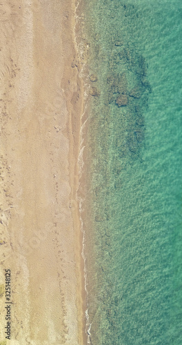 Flat lay tropical beach. Shot taken by drone