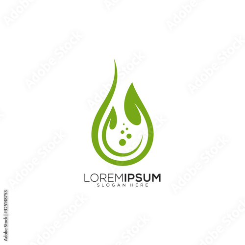 Leaf and clean water drop vector logo design