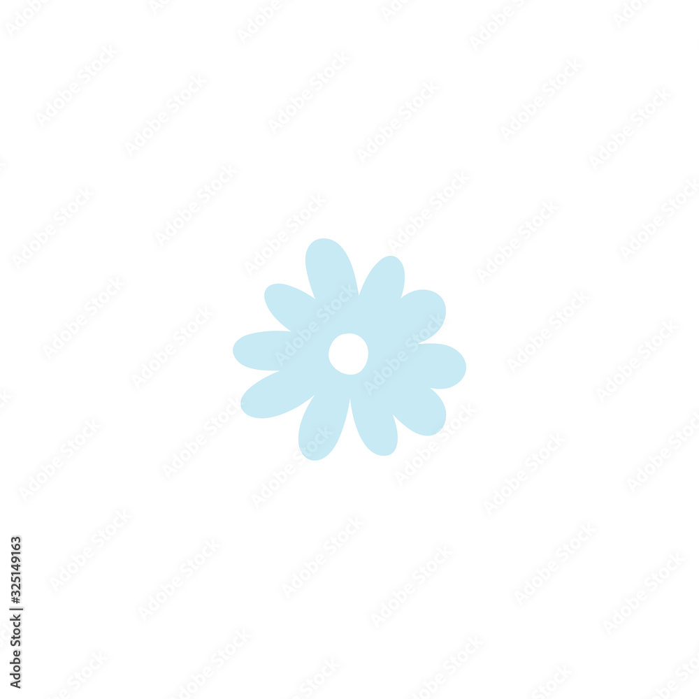 Hand drawn blue flower flat vector icon isolated on a white background. Hand drawn blue flower flat vector icon isolated on a white background.