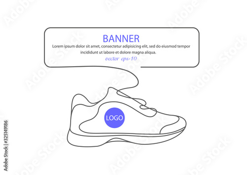 Sports shoes in a line style. Sneakers Vector . Sketch sneakers for your creativity.Shoe advertising .	
