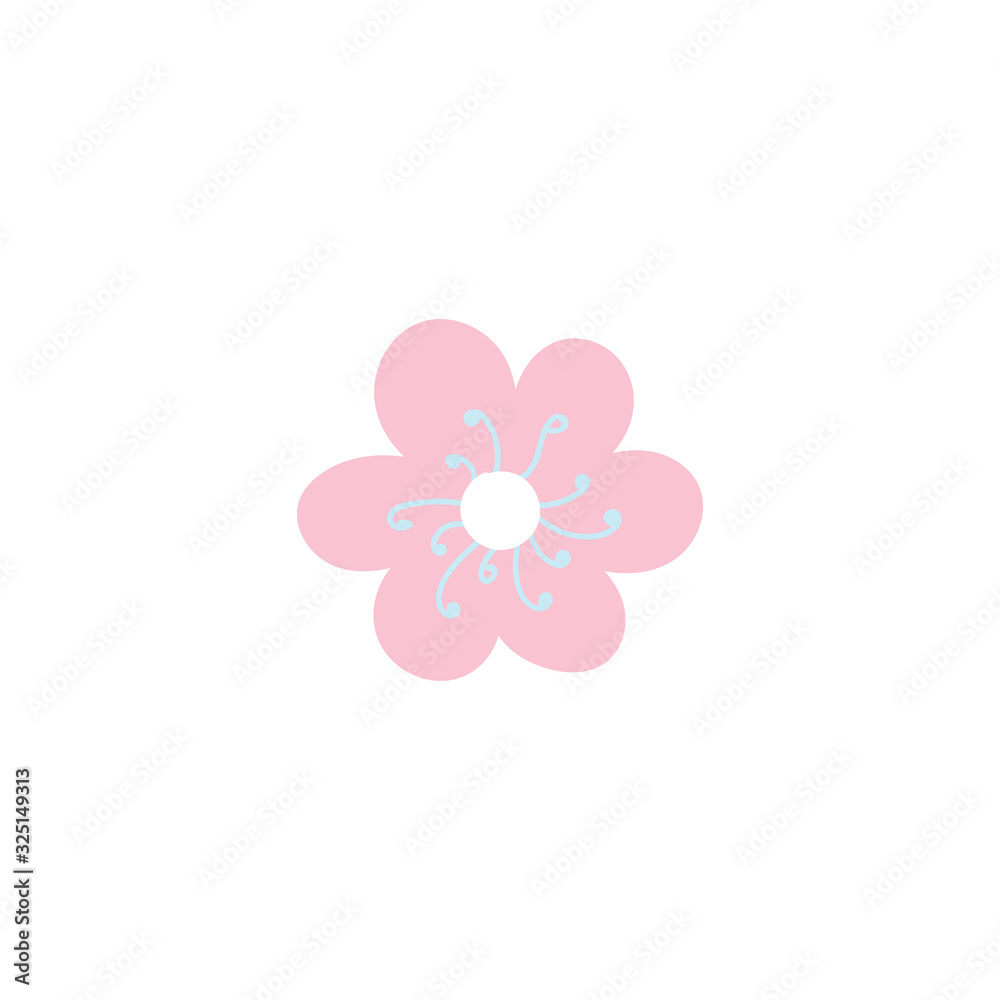 Pink flower flat vector illustration on a white background. Pink flower flat vector illustration on a white background.