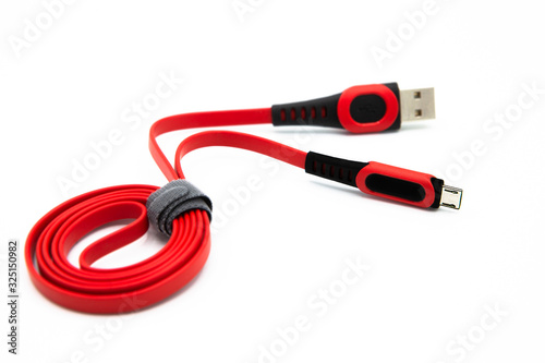 Micro usb cable isolated on white background