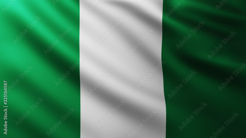 Large Nigerian Flag fullscreen background in the wind Large Nigerian Flag fullscreen background in the wind