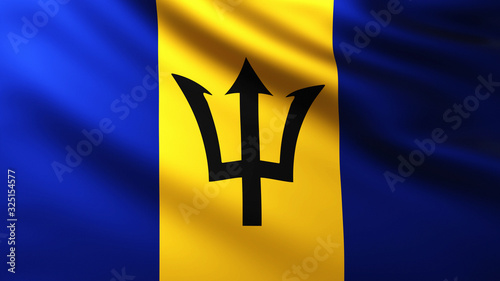 Large Flag of Barbados background in the wind