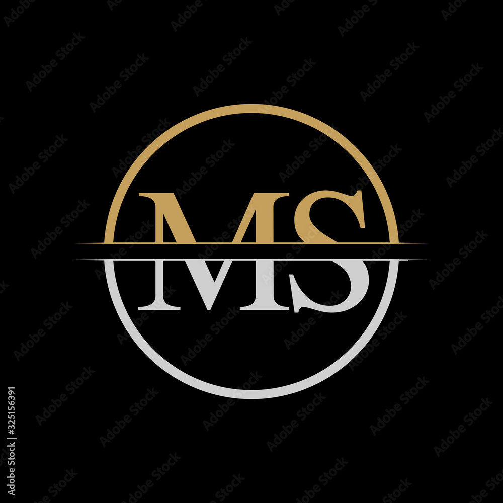 Initial MS letter Logo Design vector Template. Gold and Silver Letter ...