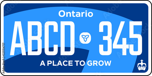 vehicle licence plates marking in Ontario in United States of America photo