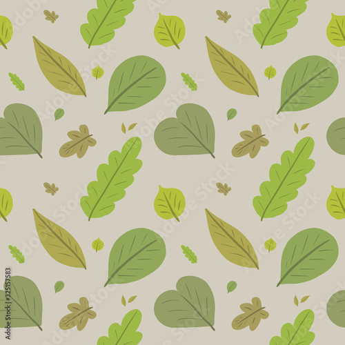 Green leaves pattern  seamless paper  light background  botanical ornament  scrapbooking  wall paper