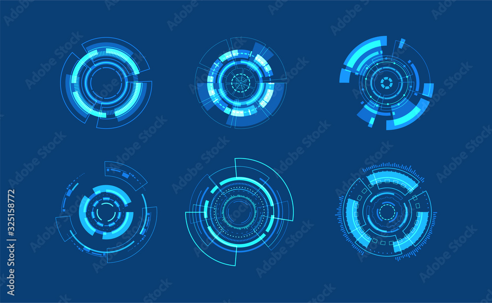 Abstract technology circle set design.Icon Editable Stroke Abstract technology circle set design.Icon Editable Stroke