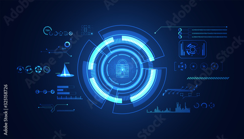 Blue abstract image that is futuristic with finger prints concept. Theft detection Prevention of cyber threats That is using security systems.
