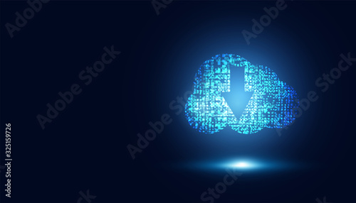 Abstract cloud technology on dark blue with dots future Concept big data modern internet business technology background vector illustration.