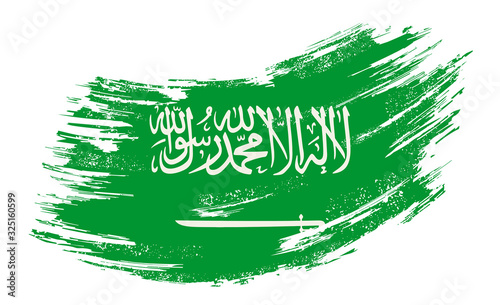 Saudi Arabian flag grunge brush background. Vector illustration.