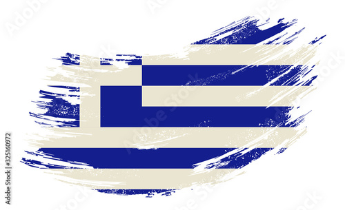 Greek flag grunge brush background. Vector illustration.