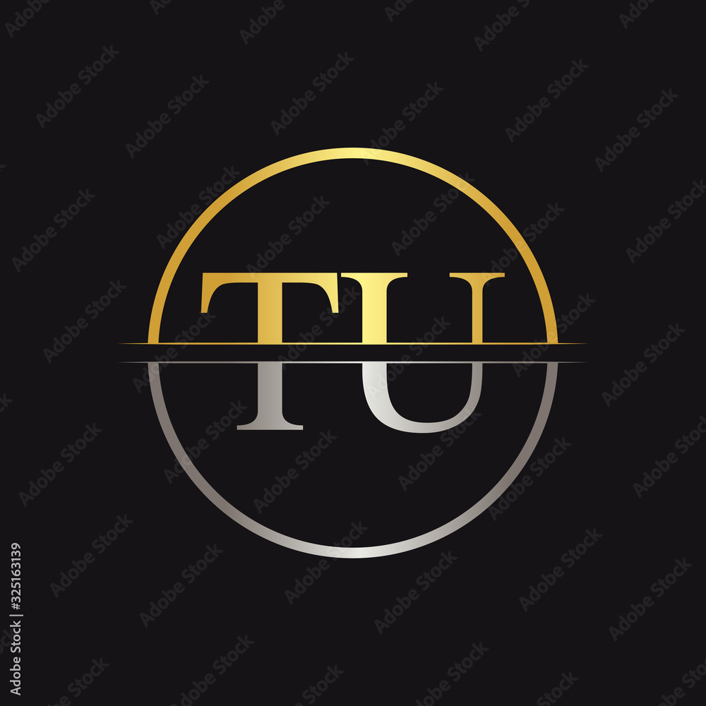Initial Letter TU Logo Design Vector Template. Linked Typography TU Letter Logo Design