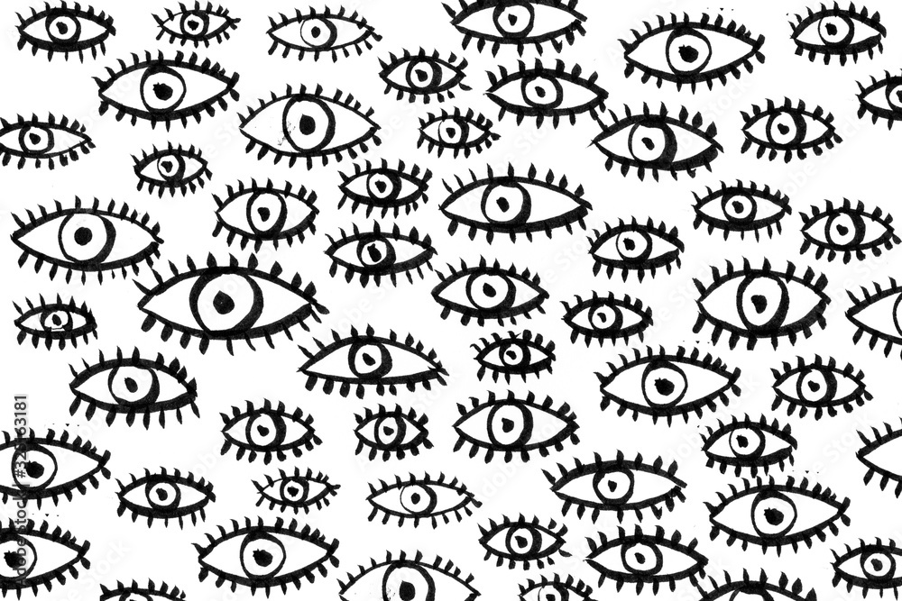 Patrón, pattern de ojos sobre fondo blanco Patrón, pattern de ojos sobre fondo blanco