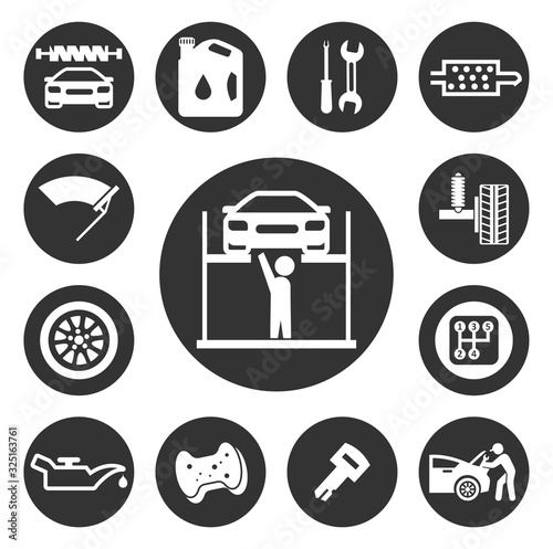 Car part set of repair icon vector illustration. Car service maintenance icon