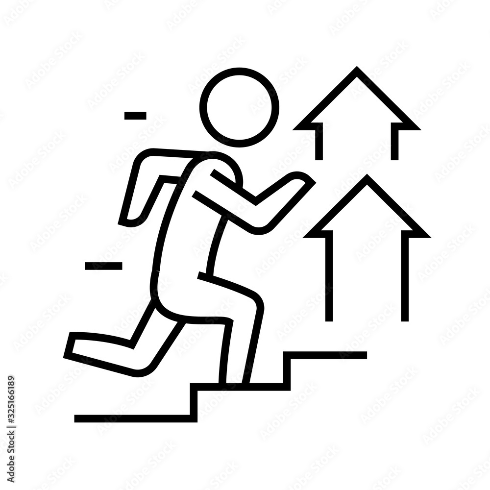 Career stairs line icon, concept sign, outline vector illustration, linear symbol.