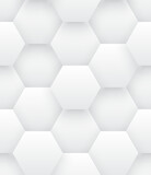 Technologic 3D Vector Hexagons Bright Abstract Seamless Pattern. Science Tech Hexagonal Blocks Structure White Conceptual Repetitive Wallpaper. Three Dimensional Clear Blank Subtle Tileable Backdrop