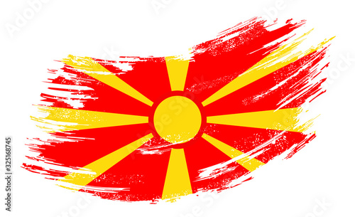 North Macedonian flag grunge brush background. Vector illustration.