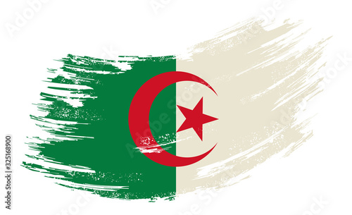 Algerian flag grunge brush background. Vector illustration. photo