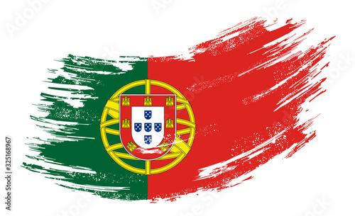 Portuguese flag grunge brush background. Vector illustration.