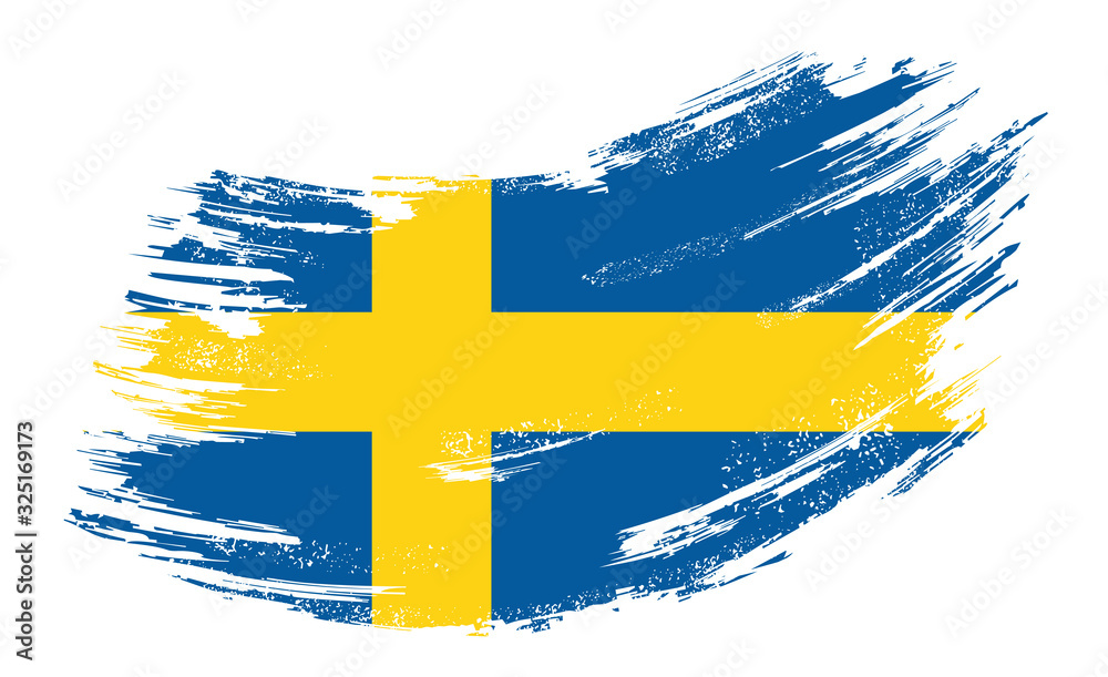 Swedish flag grunge brush background. Vector illustration.
