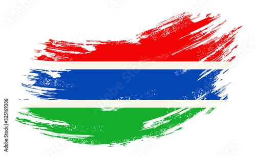 Gambian flag grunge brush background. Vector illustration.