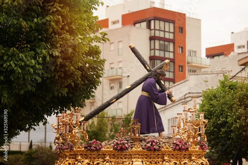 Billede på lærred Holy week in Spain, the procession of Christ the exaltation.