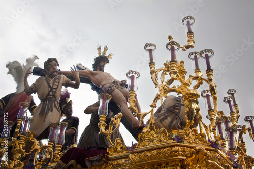 Holy week in Spain, the procession of Christ the exaltation.