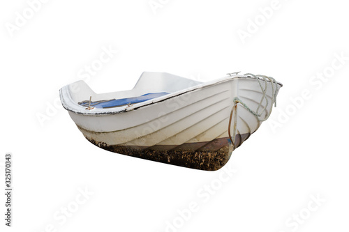 wooden fishing boat isolated on white background