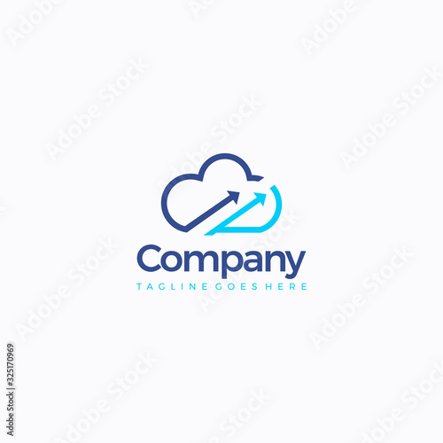 vector cloud arrow sync logo design template