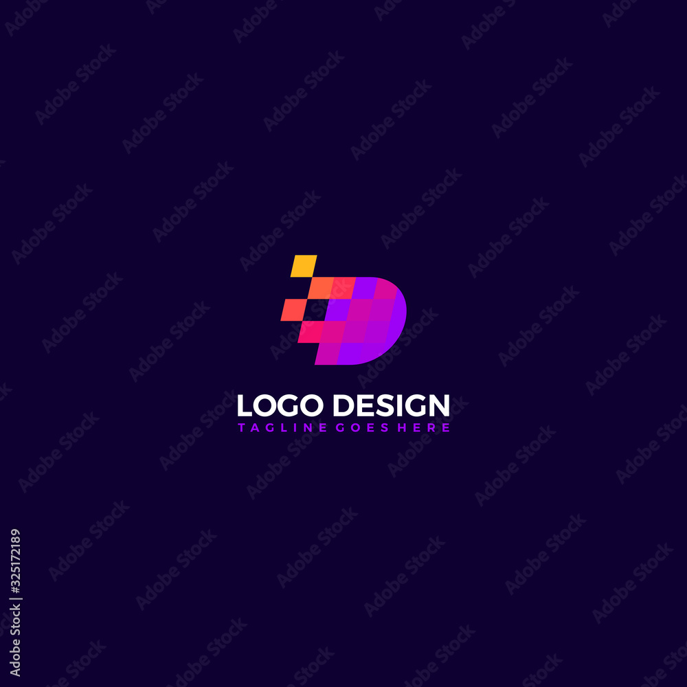 letter d digital pixel vector logo design template letter d digital pixel vector logo design template