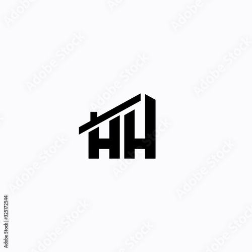 vector roof home letter hh logo design template