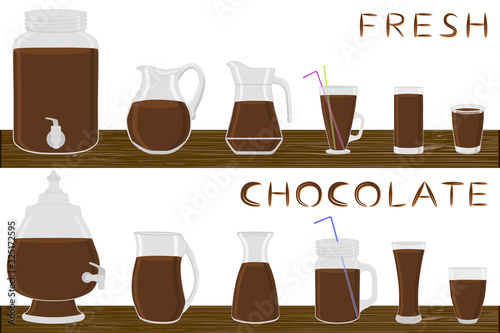 Illustration on theme big kit different types glassware