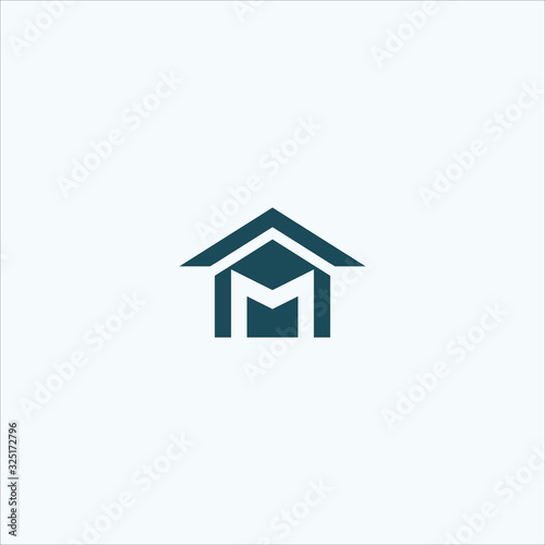 vector letter m home building simple logo design template