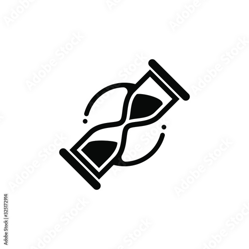 Hourglass vector icon black on white background.