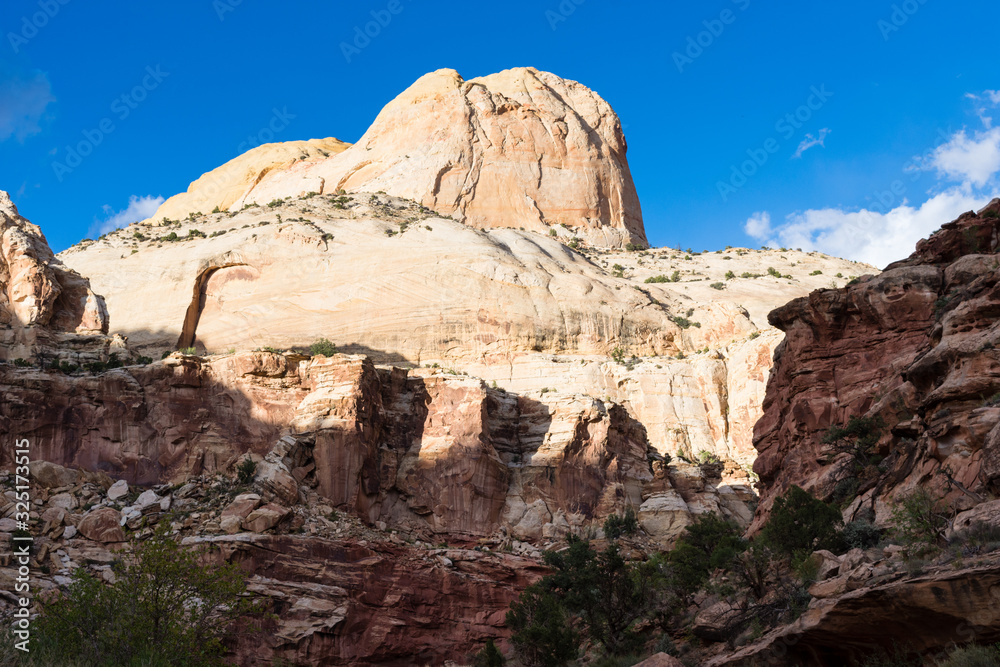 View of the Golden Throne from Capitol Gorge at sunset - Capitol Reef National Park, Utah, USA View of the Golden Throne from Capitol Gorge at sunset - Capitol Reef National Park, Utah, USA