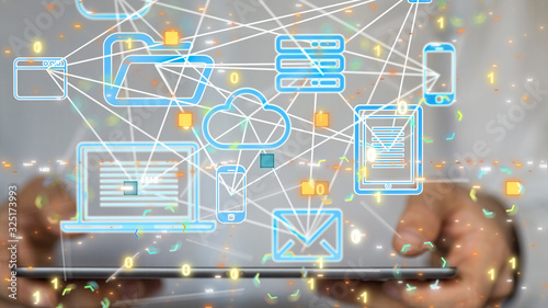 code data concept in hand digital 3d