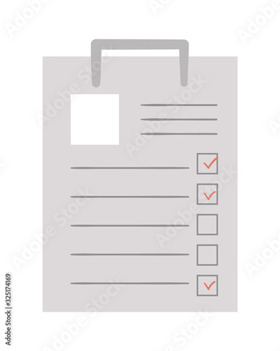 Vector flat anamnesis or questionnaire icon. Medical equipment picture isolated on white background. Healthcare, research and laboratory concept. Health check or treatment clip art.