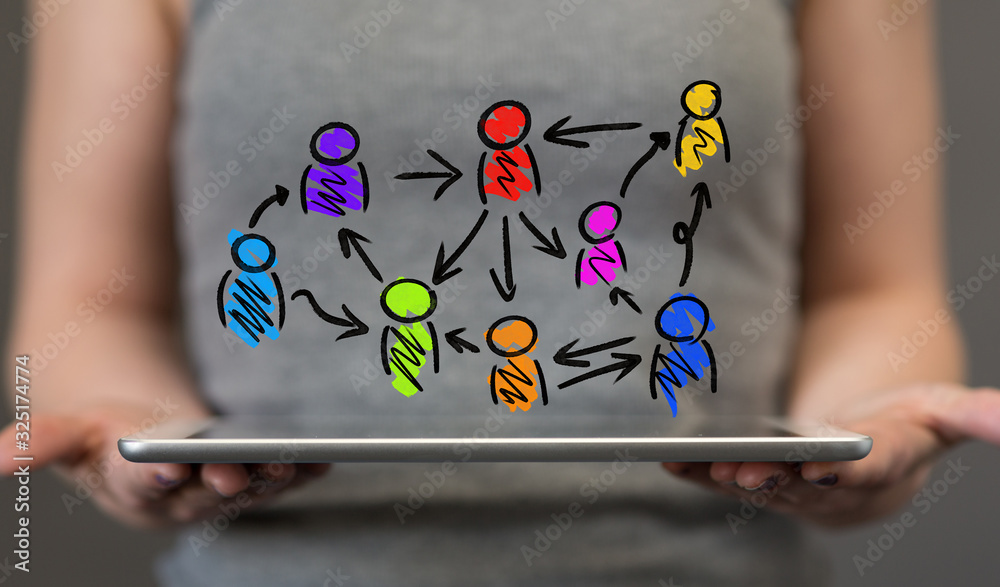 team work connection digital concept .