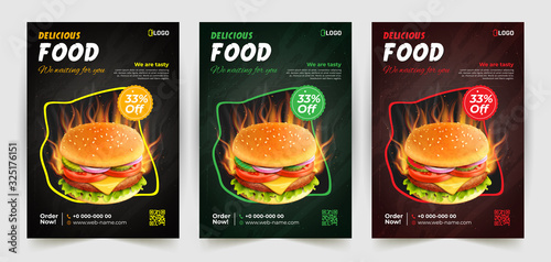 Fast food flyer design vector template in A4 size. Brochure and Layout Design. food concept.