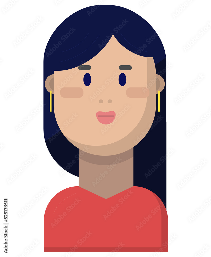 Simple flat illustration of a smiling girl. Flat icon on white background. Simple flat illustration of a smiling girl. Flat icon on white background.