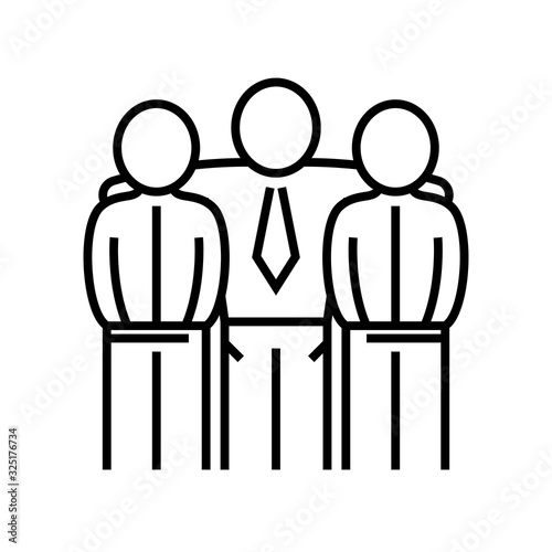 Collegues friendship line icon, concept sign, outline vector illustration, linear symbol.