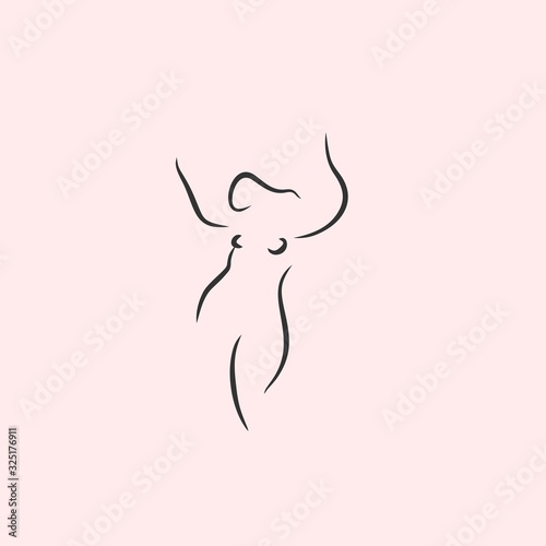 silhouette of a girl vector design logo