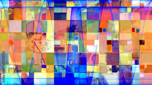 rendu numérique d'une composition abstraite, rythmée par les couleurs