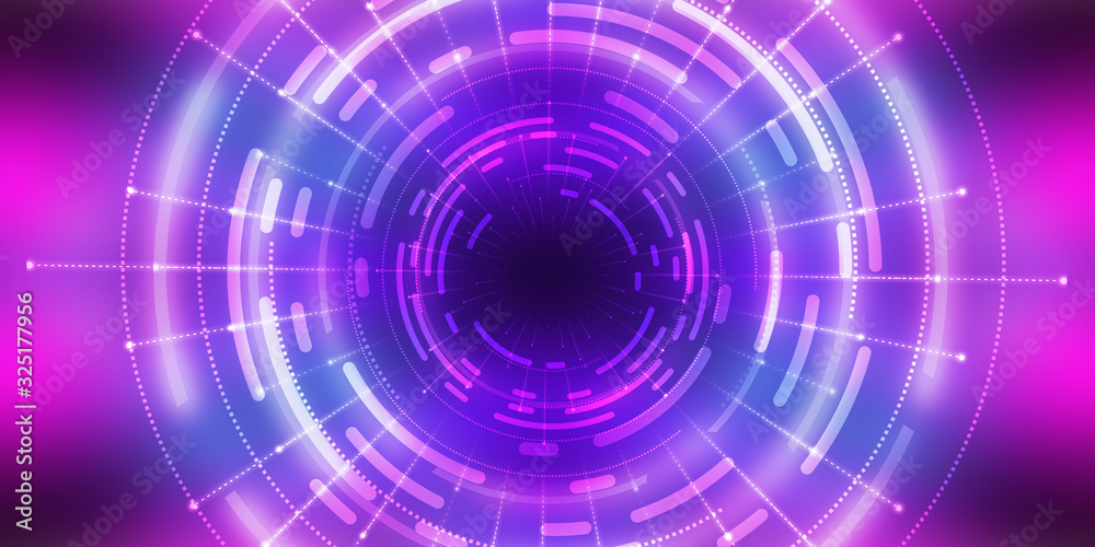 Dark tech abstract background with neon glow. Cyber circle laser figure on abstract background Dark tech abstract background with neon glow. Cyber circle laser figure on abstract background