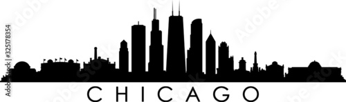 Chicago City Skyline Cityscape Outline Silhouette Vector