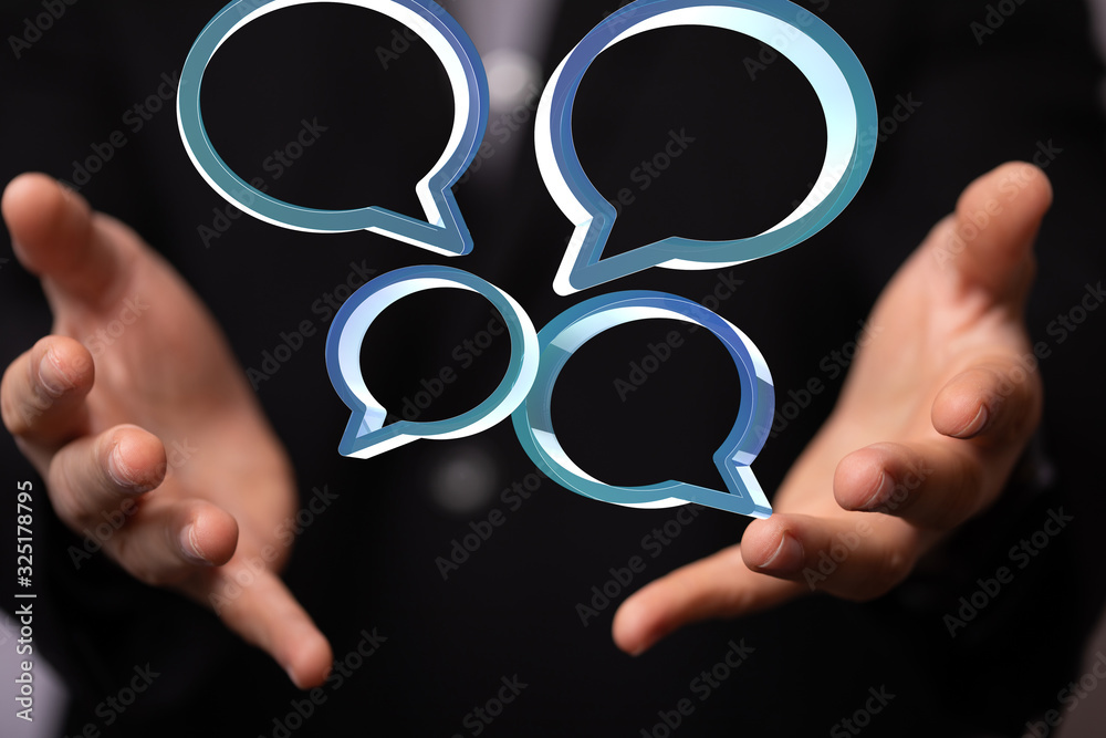 speech bubbles. People Chatting. 3d illustration of a communication concept, relating to feedback 3d speech bubbles. People Chatting. 3d illustration of a communication concept, relating to feedback 3d