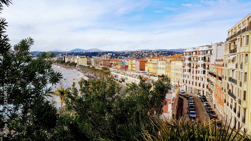 view of the promenade of Nice from the top