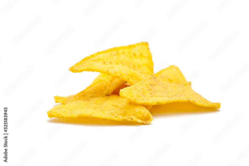 nachos, corn chips, isolated on white background nachos, corn chips, isolated on white background