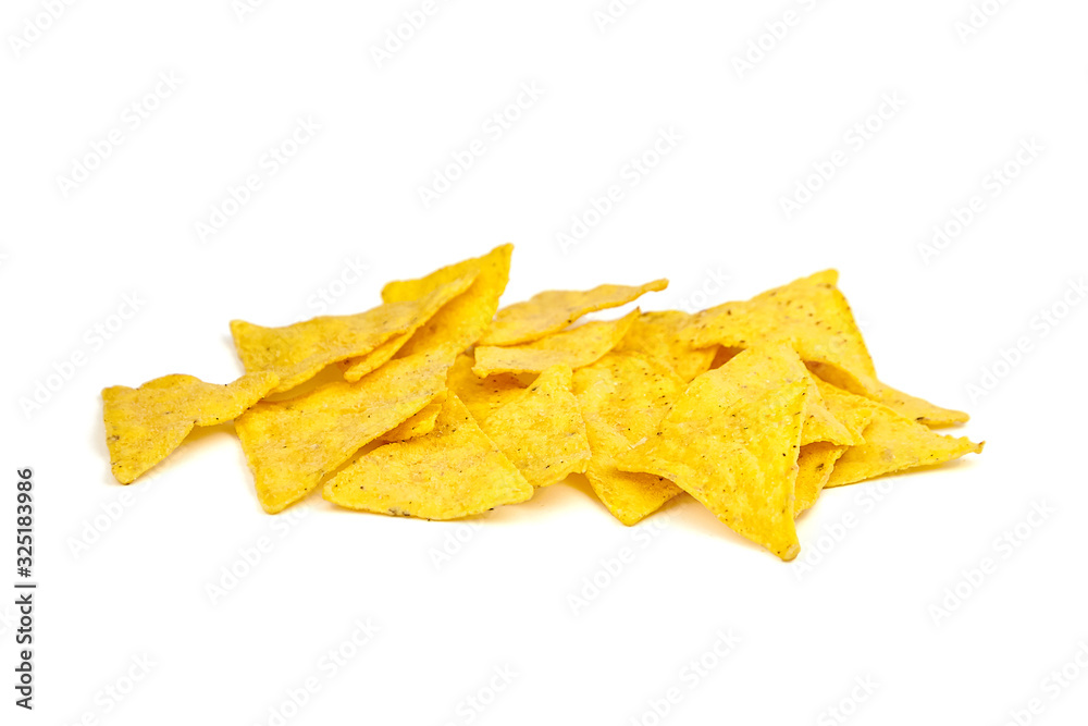 Naklejka premium nachos, corn chips, isolated on white background